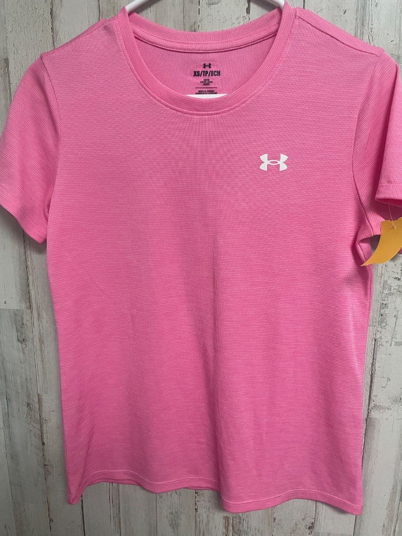 PINK UNDER ARMOUR DRY FIT LOGO TEE, LADIES XS