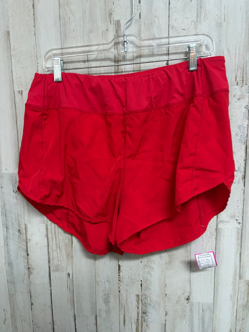 RED LULU INSPIRED ATHLETIC SHORTS, LADIES L