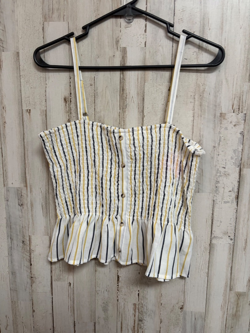 WHITE HEM & THREAD STRIPE CROP TANK, LADIES L