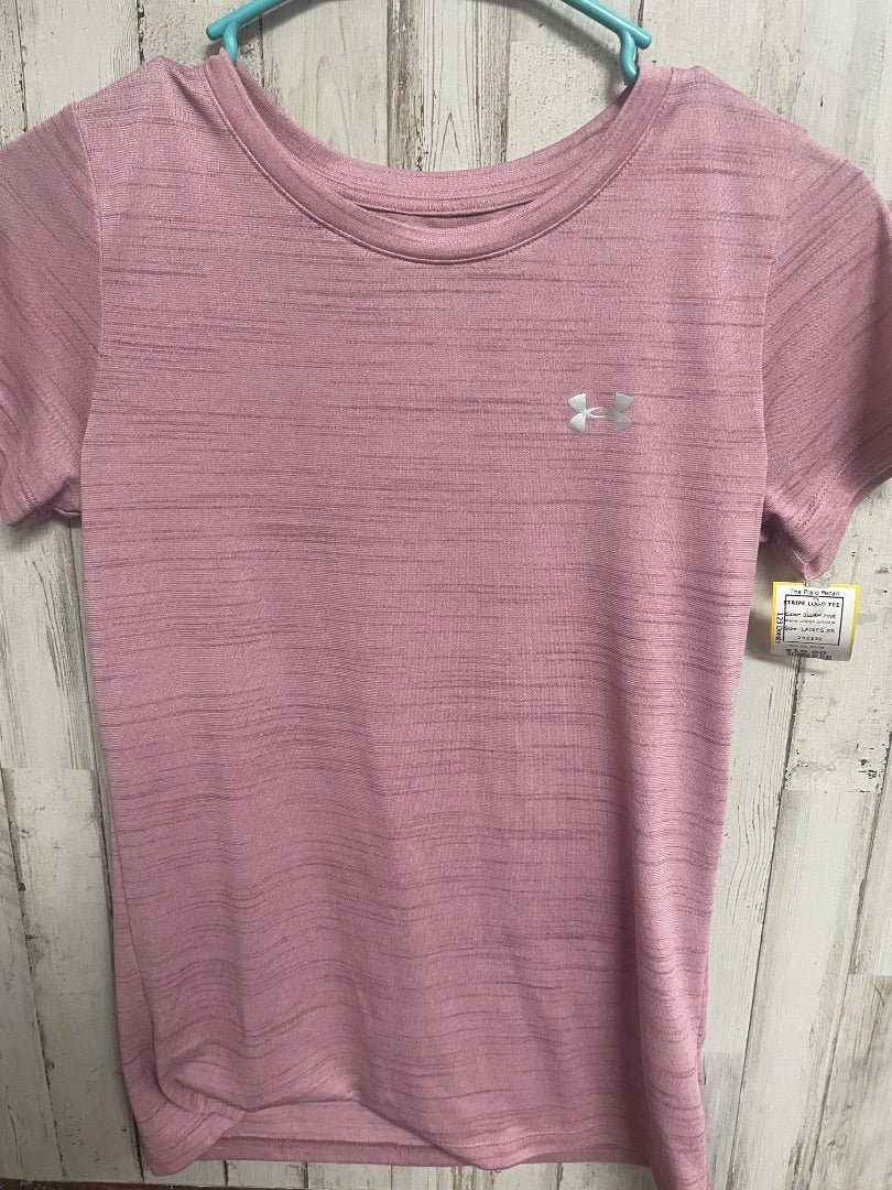 BLUSH PINK UNDER ARMOUR STRIPE LOGO TEE, LADIES XS