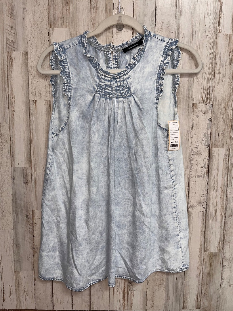 LIGHT DENIM DOE & RAE ACID WASHED TANK BLOUSE, LADIES S