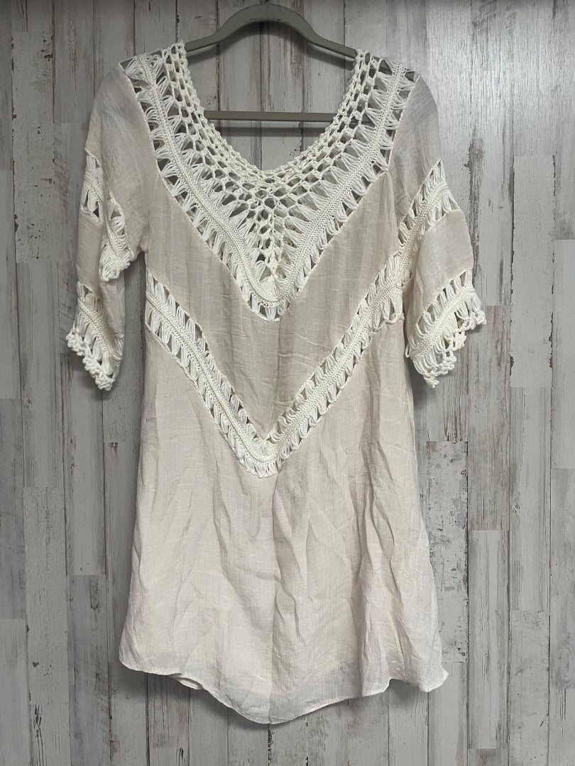 TAN WISHLIST CROCHET MUSLIN SWIM COVER, LADIES S