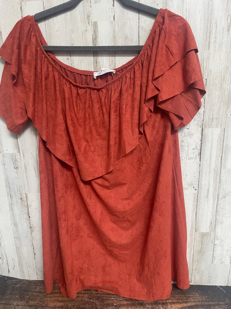 RUST CES FEMME SUEDE RUFFLE TOP DRESS, LADIES S