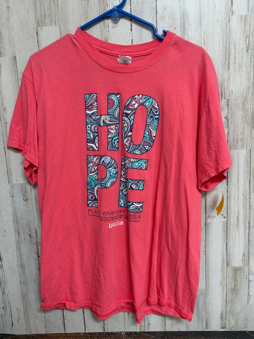 CORAL GILDAN HOPE TEE, LADIES L