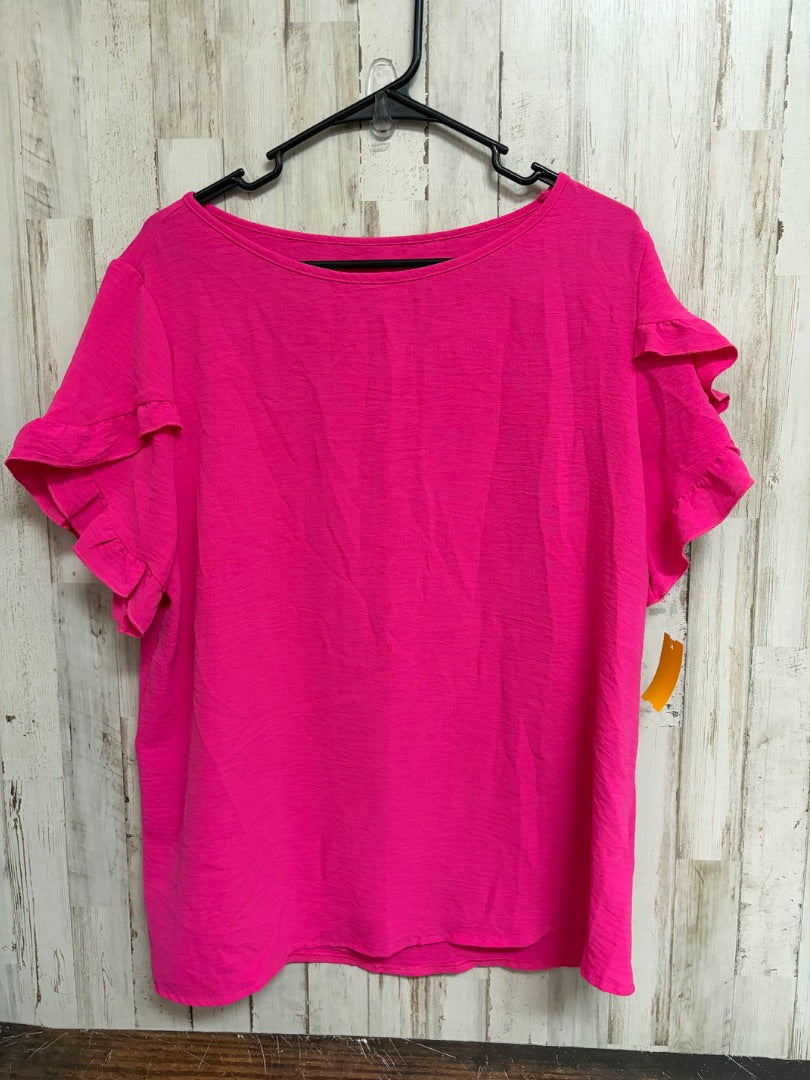HOT PINK SHEIN RUFFLE SLEEVE TOP, LADIES XL
