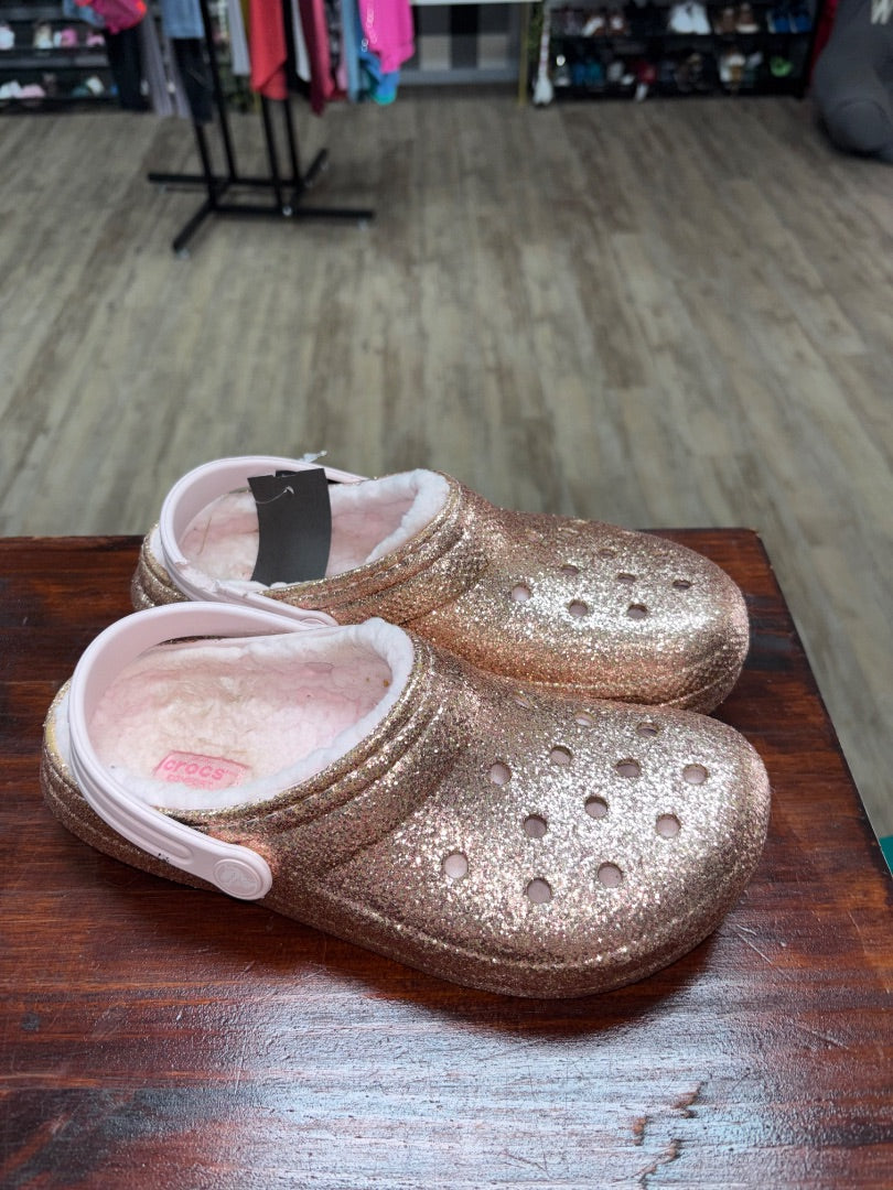 GLITTER CROCS FUR LINED SLIP ONS, SHOES Y4
