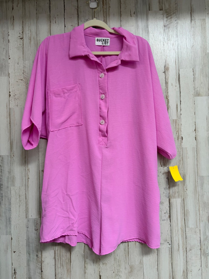 PINK BUCKET LIST BUTTON ROMPER, LADIES S