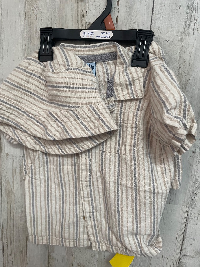 TAN LITTLE LAD STRIPE LINEN 3PC SET, BOY 4T