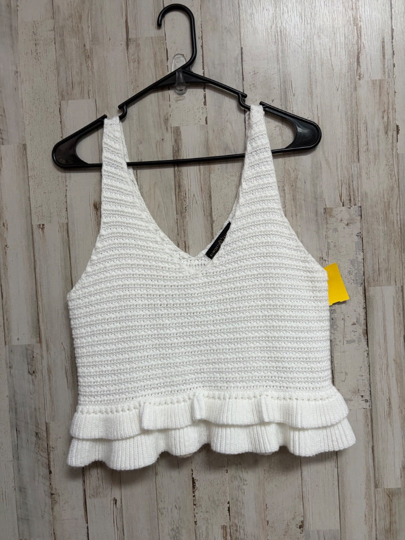 WHITE ALMOST FAMOUS KNIT TANK, LADIES M