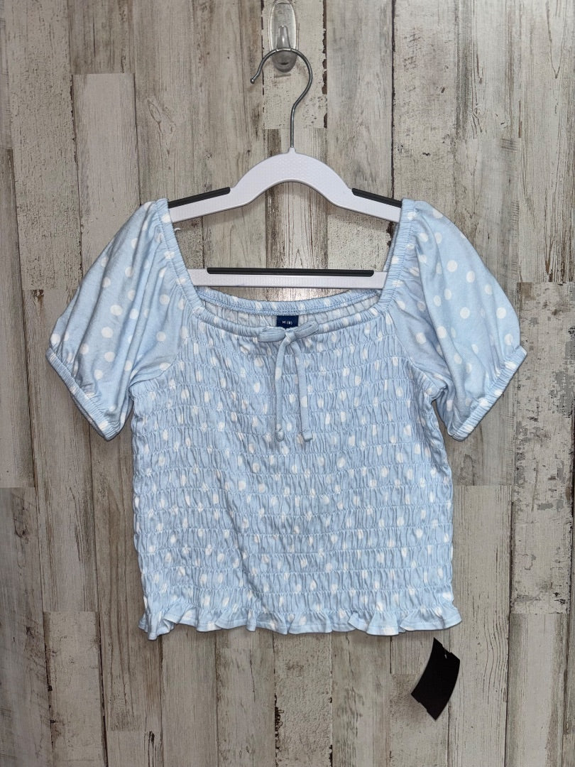 BLUE OLD NAVY SMOCKED DOT TOP, GIRLS 8