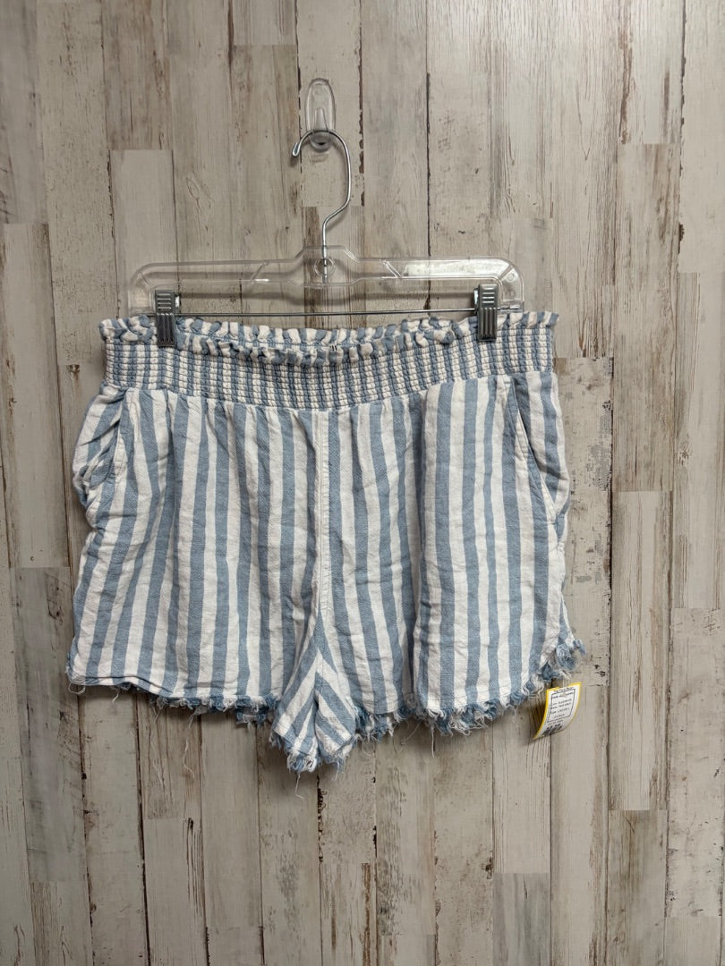 BLUE/WHITE TRUE CRAFT STRIPE LINEN SHORTS, LADIES L
