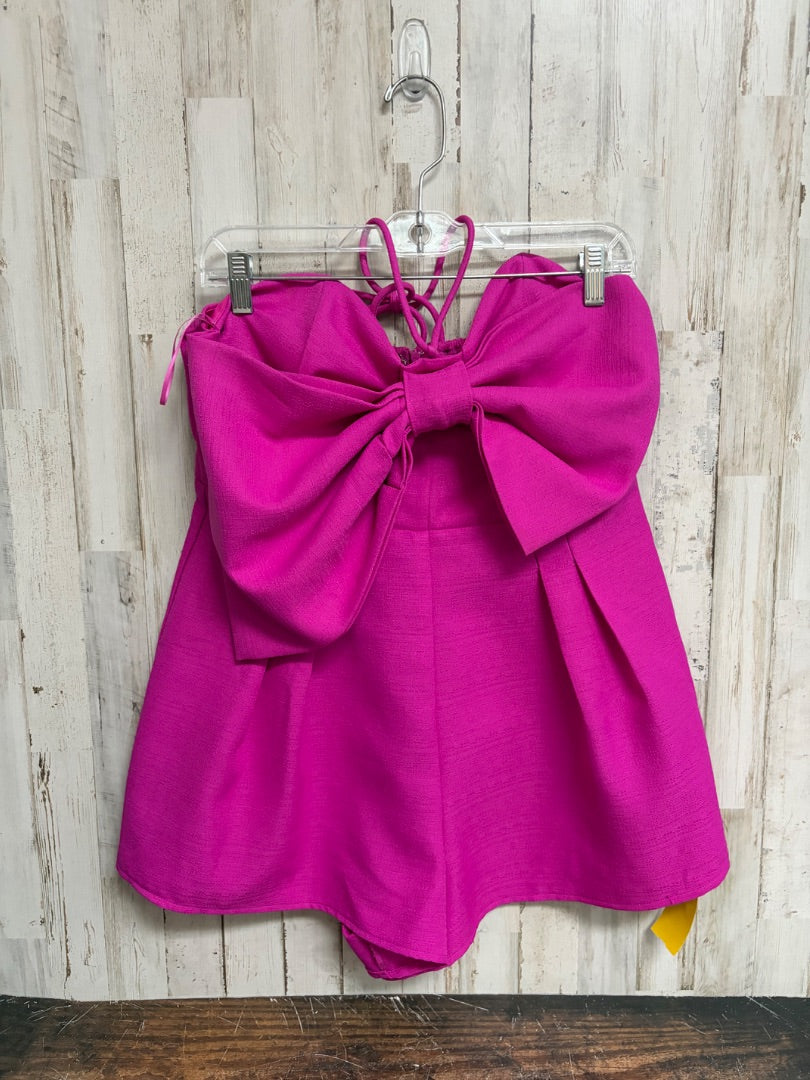 HOT PINK GLAM BOW ROMPER, LADIES L