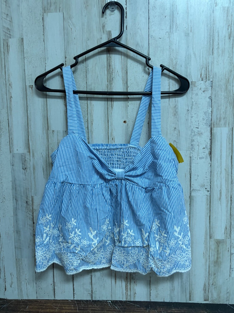 BLUE/WHITE SHEIN STRIPE EYELIT TANK, LADIES L