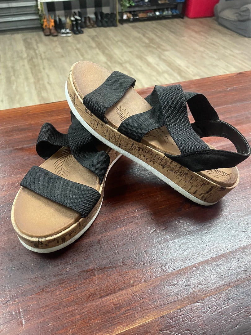 BLACK POP STRETCH STRAP SANDALS, SHOES A7