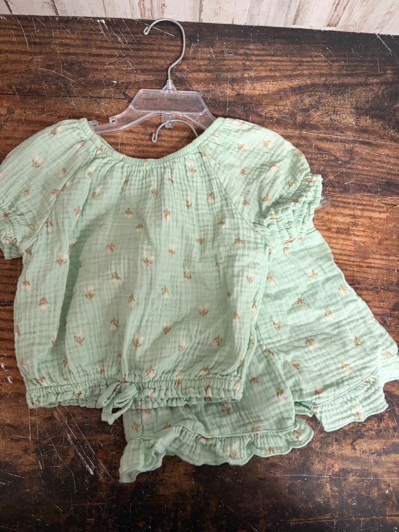 GREEN MEMBERS MARK FLORAL MUSLIN 2PC SET, GIRLS 3T