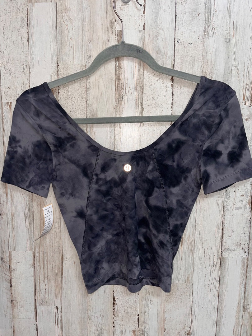 GREY LULULEMON SMOKY CROP V NECK SZ 2, LADIES S