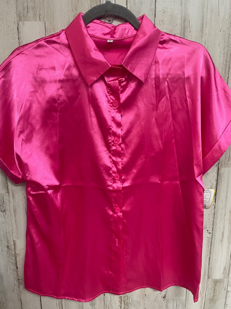 HOT PINK SATIN BUTTON UP, LADIES S