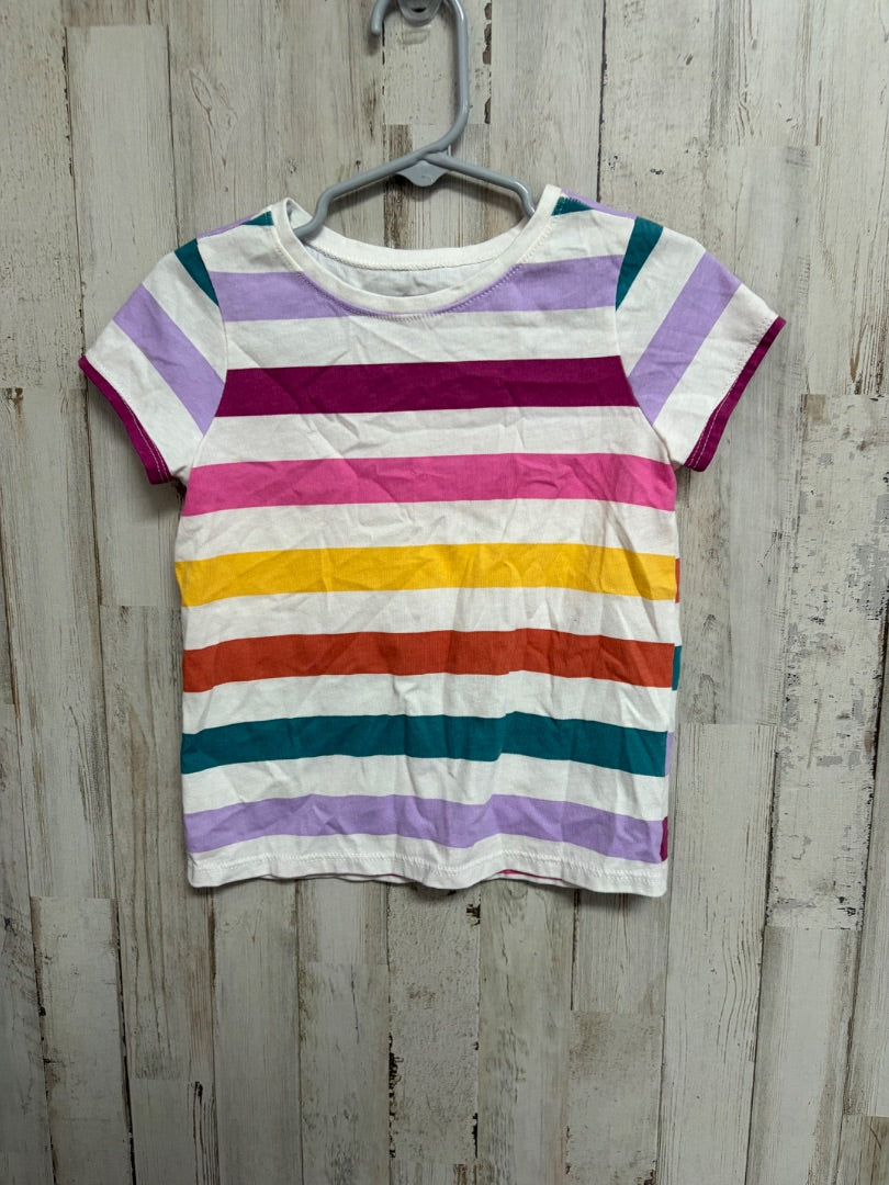 WHITE GARANIMALS STRIPE TEE, GIRLS 4T