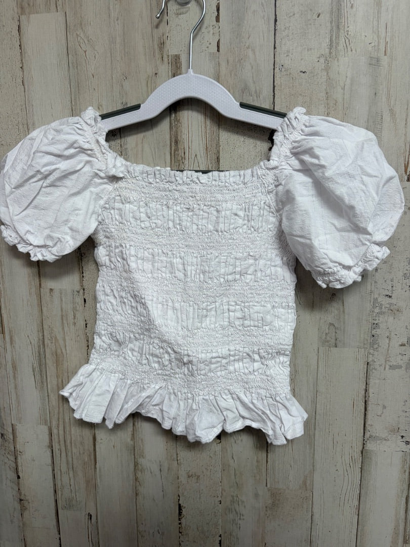 WHITE WONDER NATION SMOCK PUFF SLEEVE TOP, GIRLS 6/6X
