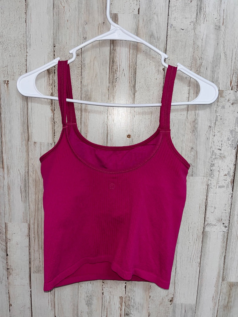 FUCHSIA LULULEMON SZ 6 RIBBED CROP TANK, LADIES M