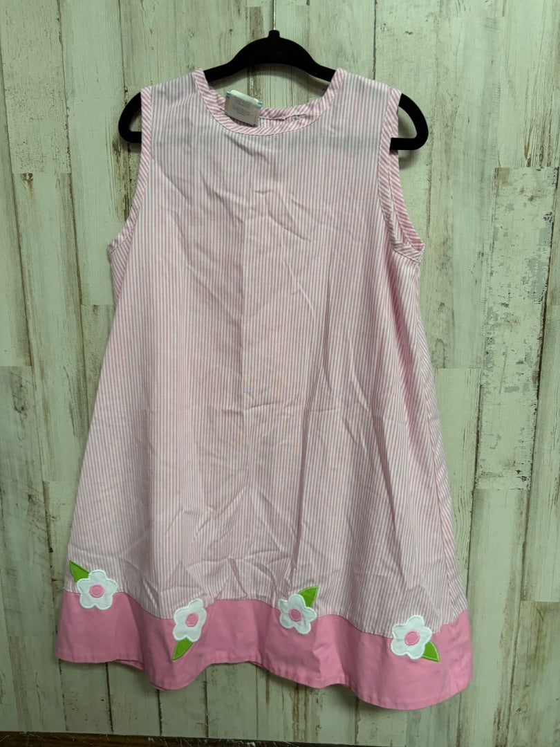 PINK/WHITE SOUTHERN SUNSHINE STRIPE FLOWER DRESS, GIRLS 6