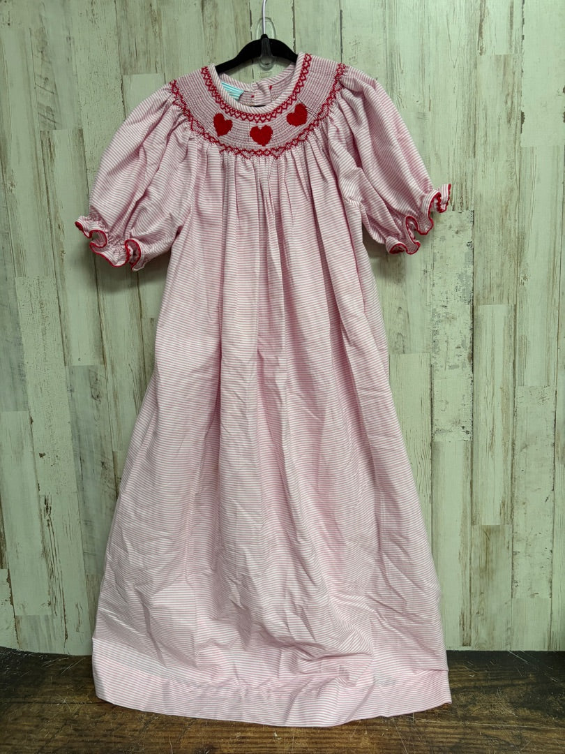 PINK SOUTHERN SUNSHINE STRIPE HEART SMOCK DRESS, GIRLS 7