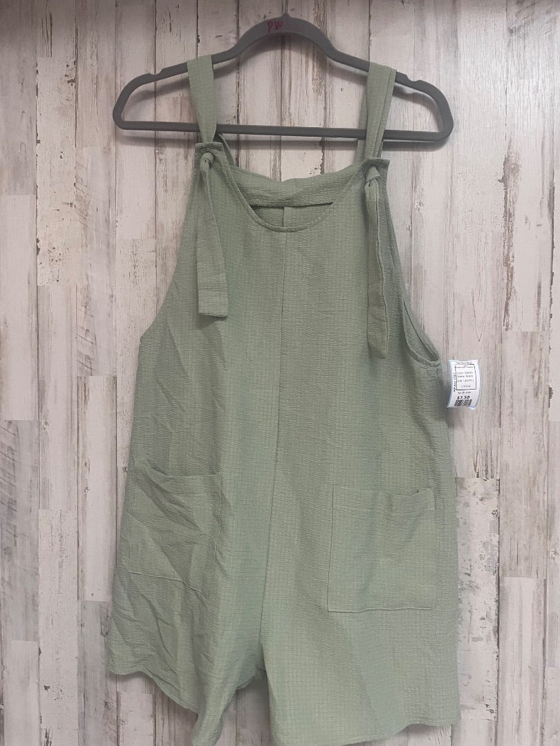 GREEN SHEIN TEXTURED POCKET OVERALLS, LADIES L