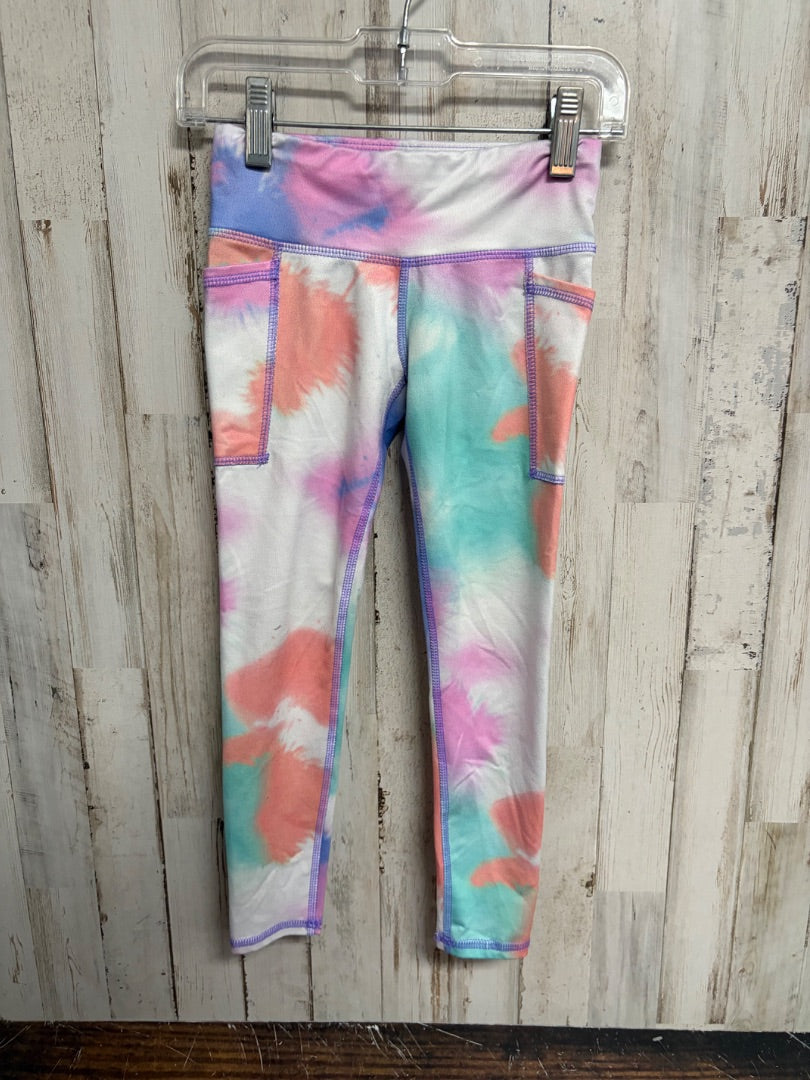PINK/TEAL ATHLETIC WORKS DYE LEGGINGS, GIRLS 4/5