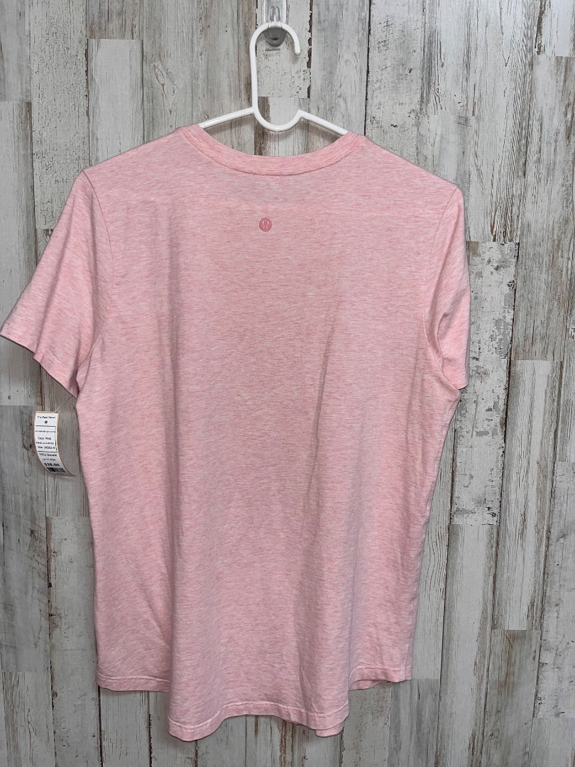 PINK LULULEMON SZ 6 HEATHER COTTON TEE, LADIES M