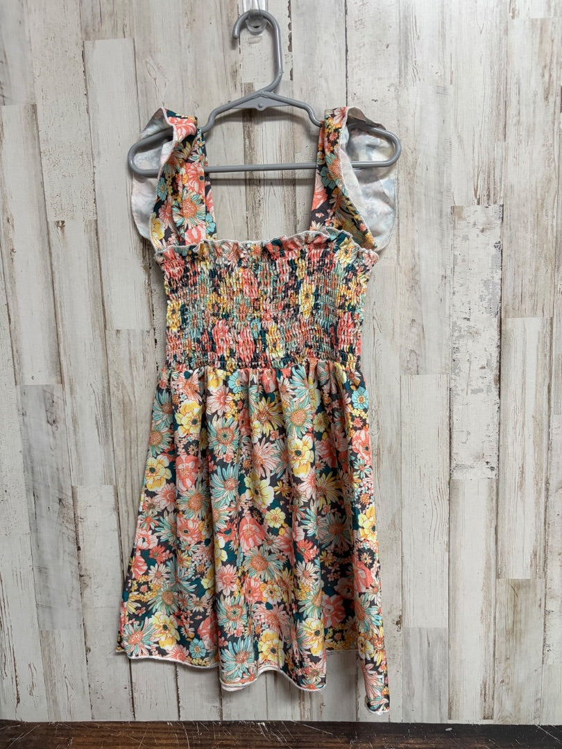 YELLOW SHEIN FLORAL DRESS, GIRLS 5T