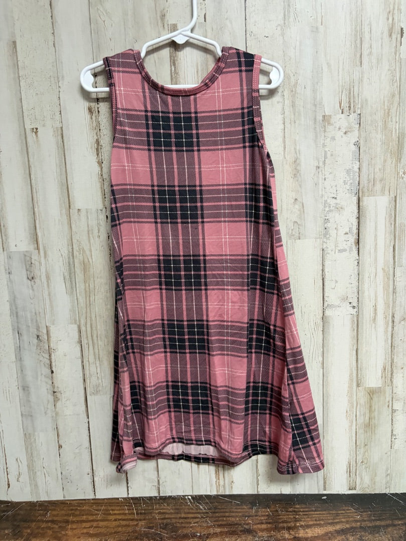 PINK/GREY ONE STEP UP PLAID DRESS, GIRLS 5/6