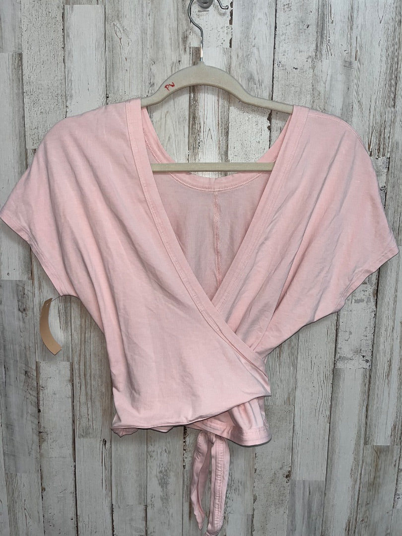 LIGHT PINK LULULEMON WRAP YOGA TEE, LADIES M