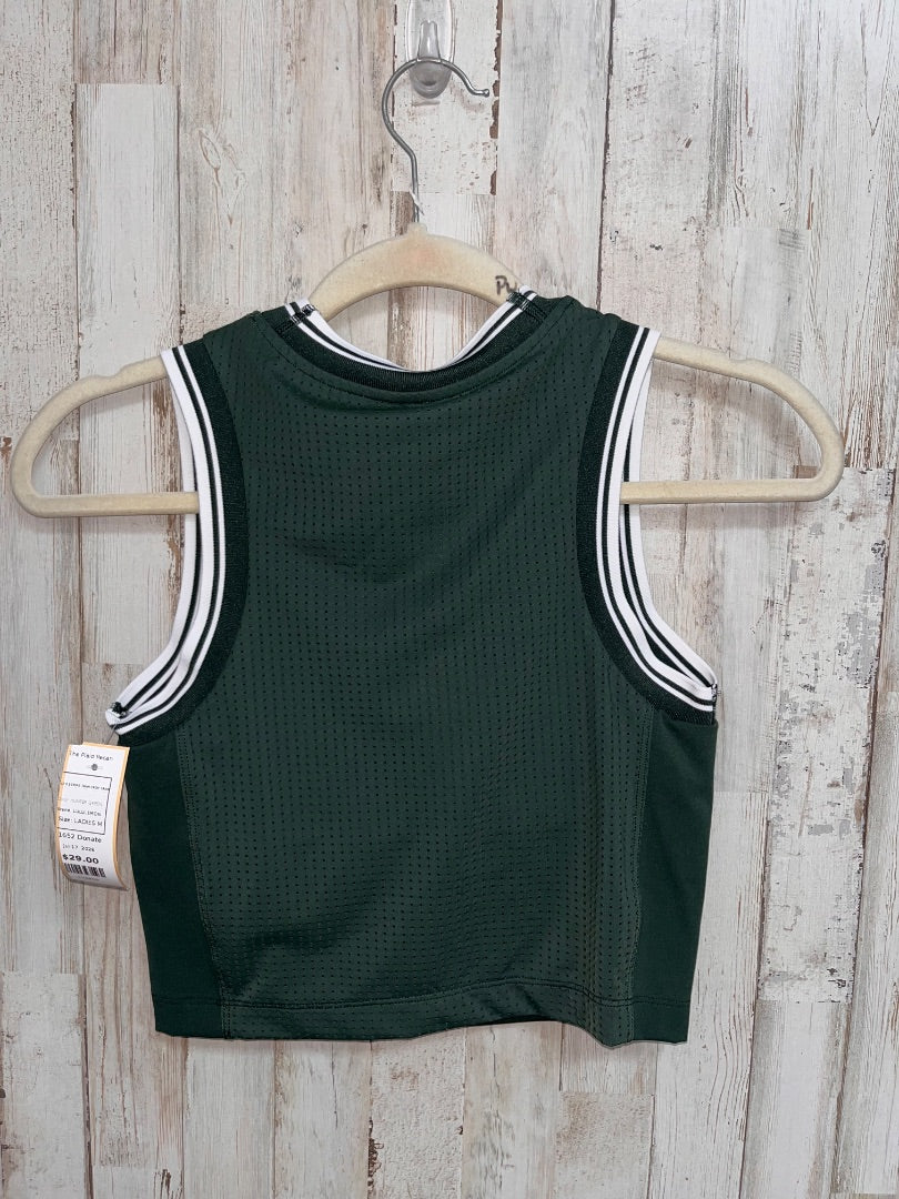 HUNTER GREEN LULULEMON SZ 6 STRIPE TRIM CROP TANK, LADIES M