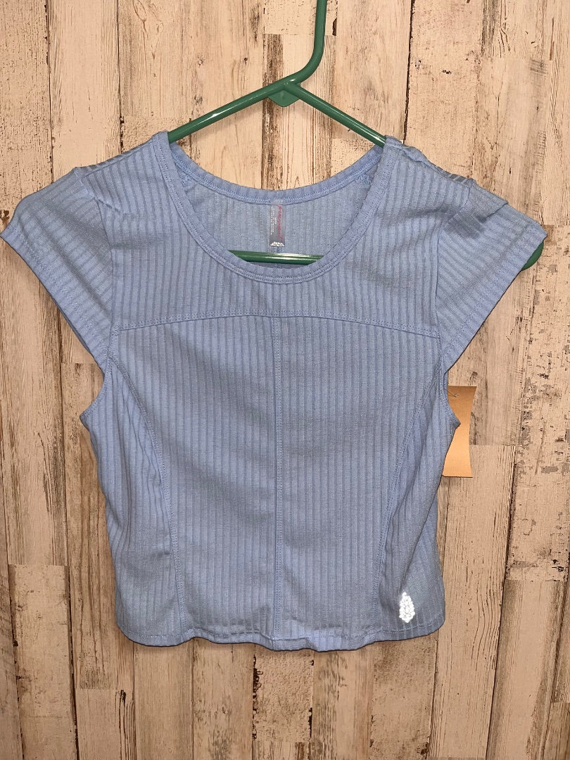 LIGHT BLUE FREE PEOPLE RIBBED FITTED TEE, LADIES XS