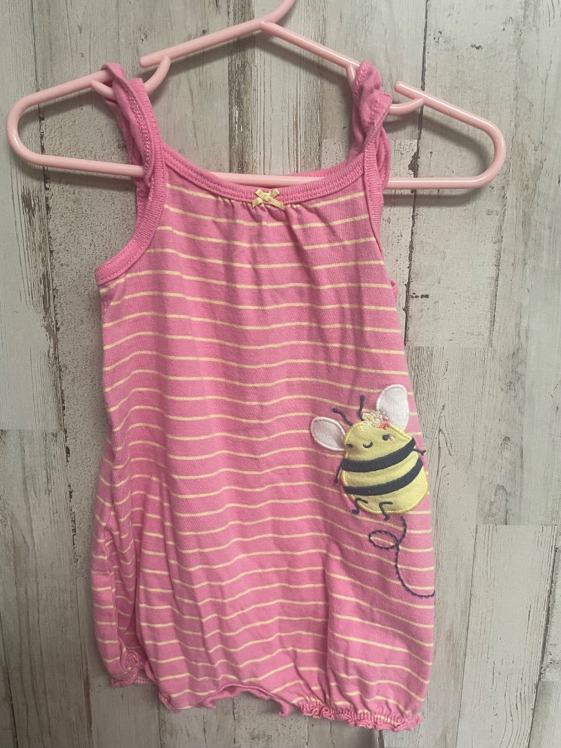 PINK CARTERS BEE STRIPE BUBBLE, GIRL 9M
