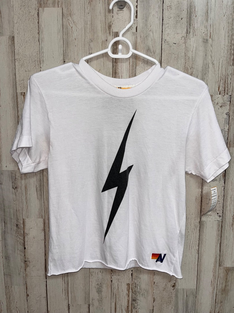 WHITE AVIATOR NATION LIGHTNING BOLT TEE, LADIES XS