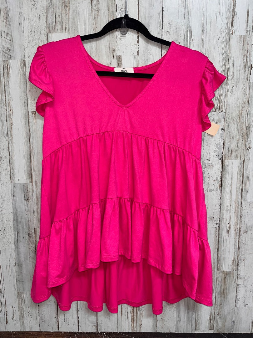 BRIGHT PINK ENTRO TIER BABYDOLL TOP, LADIES S