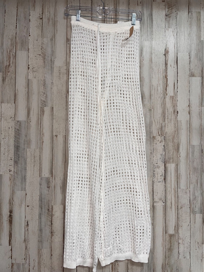 WHITE SHEIN KNIT SWIM COVER PANTS, LADIES M