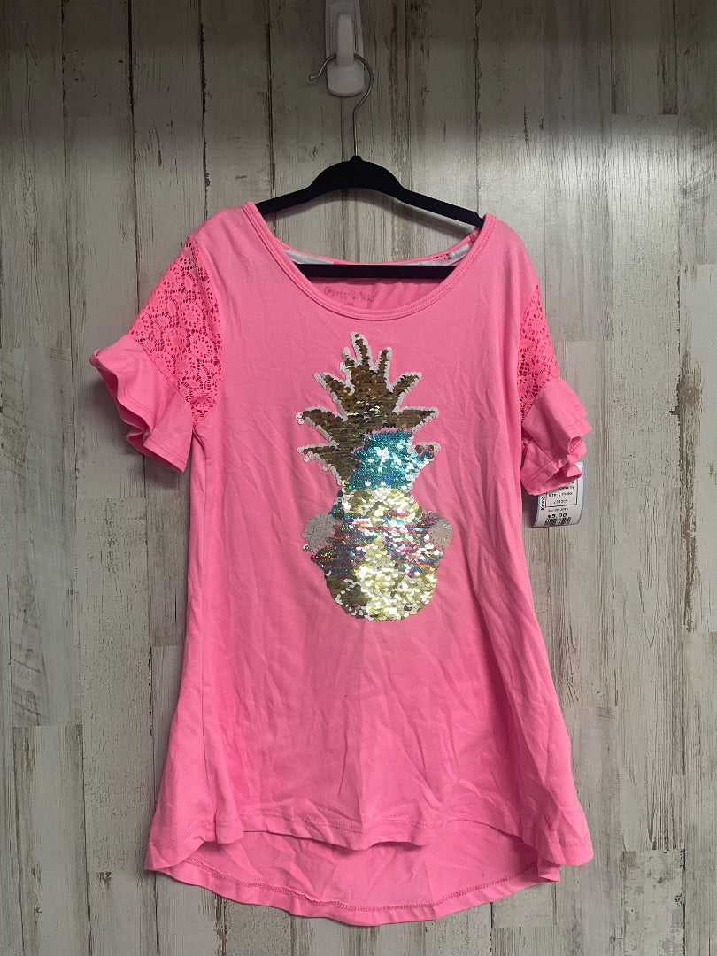 hot pink colette lily pineapple sequin tee, girls 6x