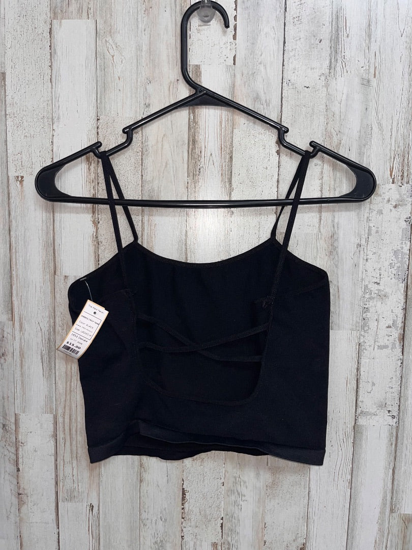 BLACK FREE PEOPLE RIBBED CROP TANK, LADIES M