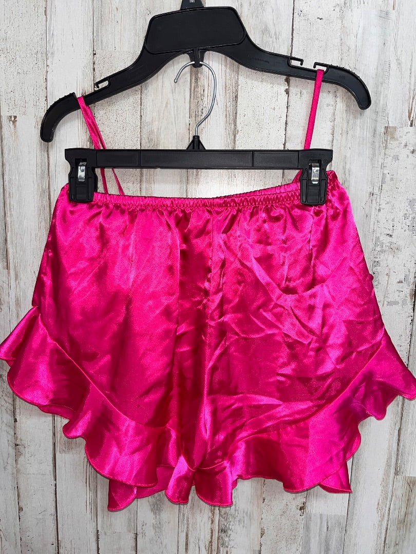 BRIGHT PINK SHEIN SILKY PJ SET, LADIES M