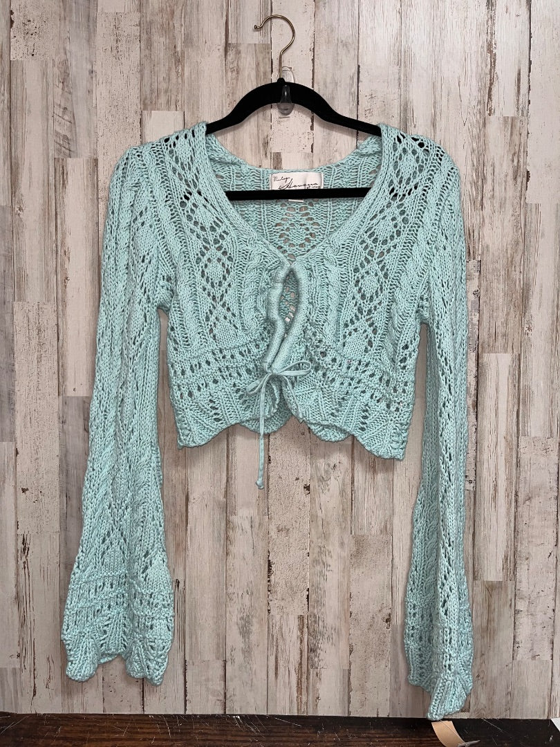 TEAL VINTAGE HAVANA KNIT CARDIGAN, LADIES M