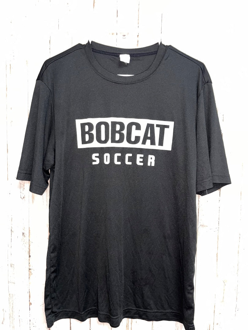 BLACK SPORT-TEK BOBCAT SOCCER DRY FIT TEE, LADIES M