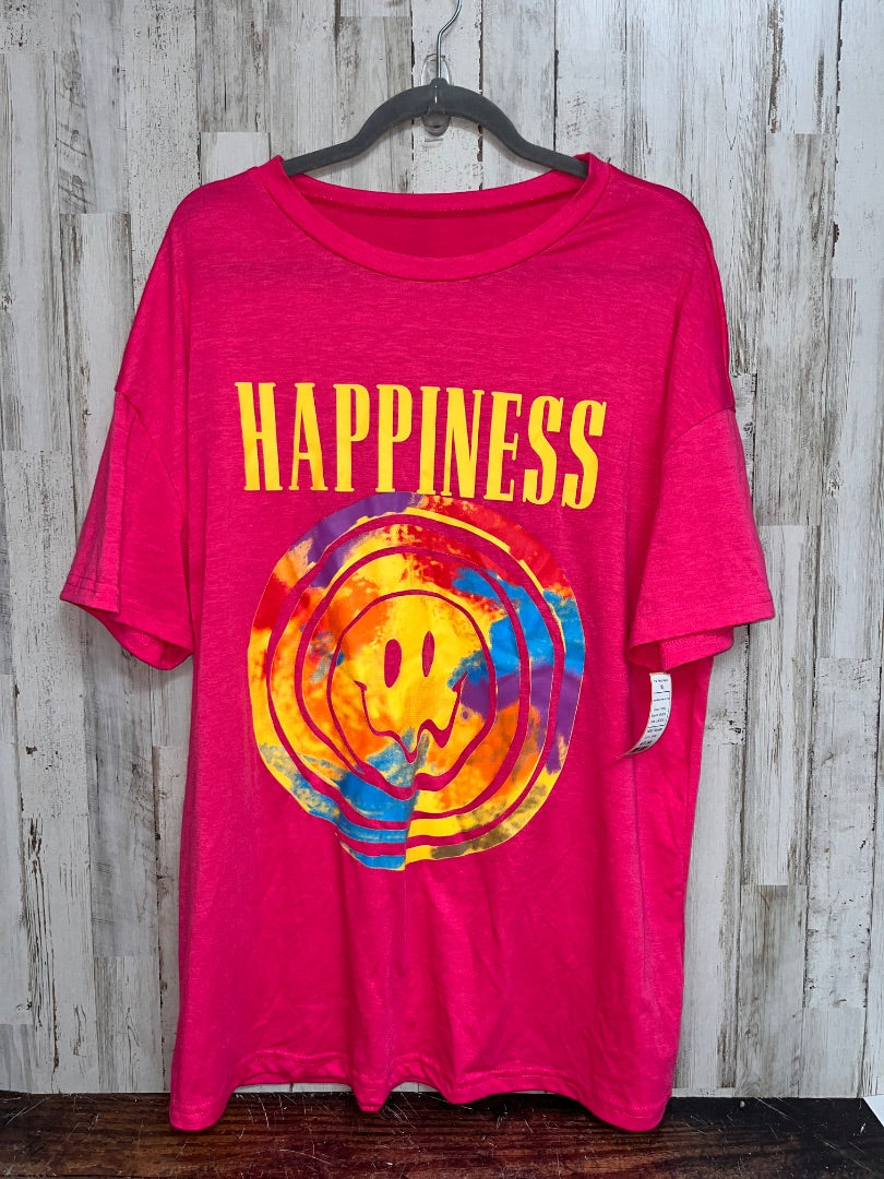 PINK SHEIN HAPPINESS SMILEY TEE, LADIES L