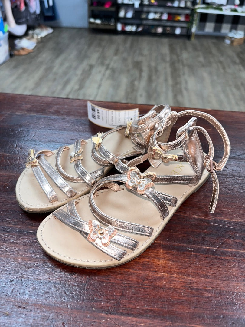 GOLD CHILDRENS PLACE BUTTERFLY STRAPPY SANDALS, SHOES Y1