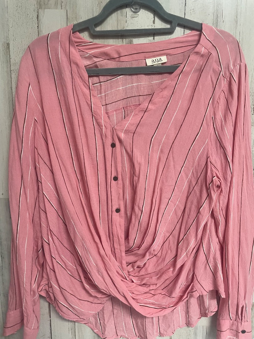 Pink Ana Striped long sleeve, Ladies L