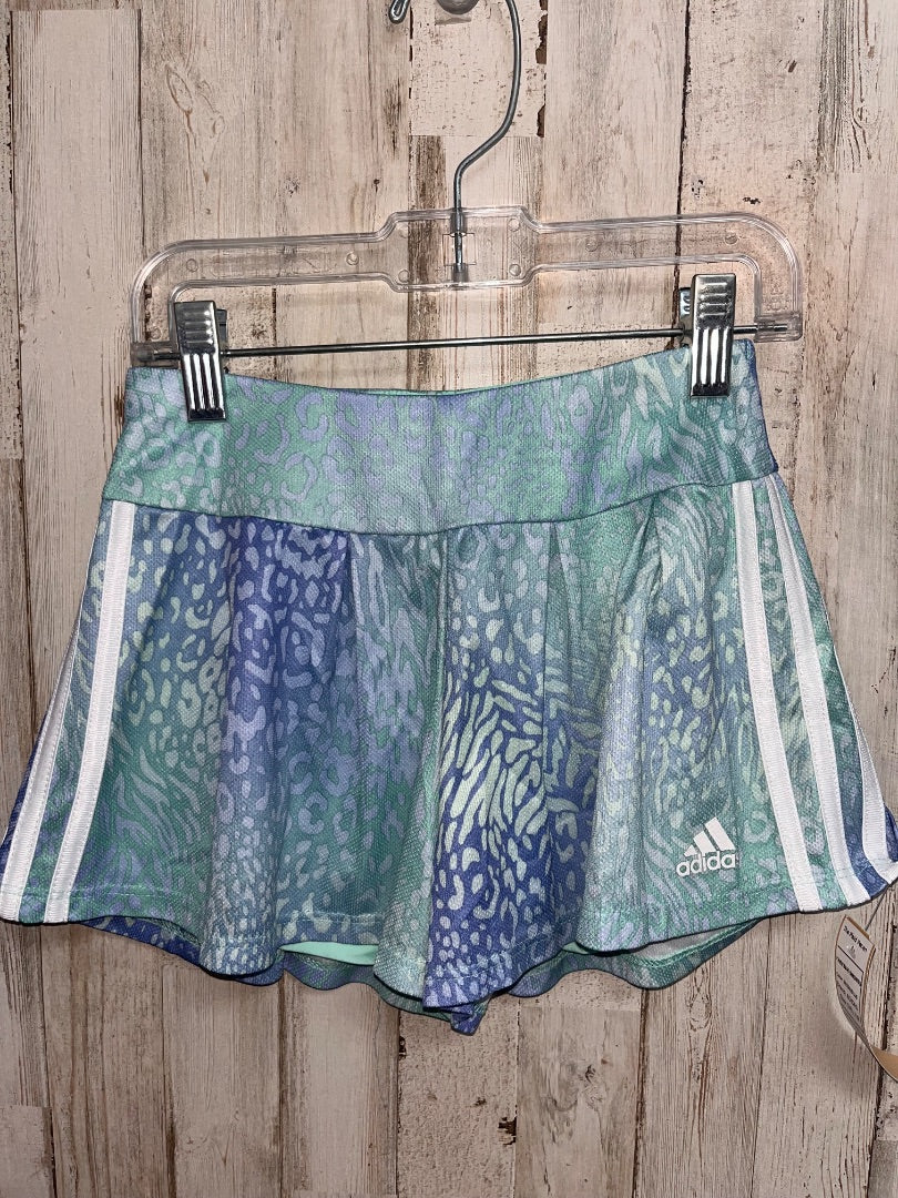 GREEN/BLUE ADIDAS CHEETAH SHORTS, GIRL 7/8