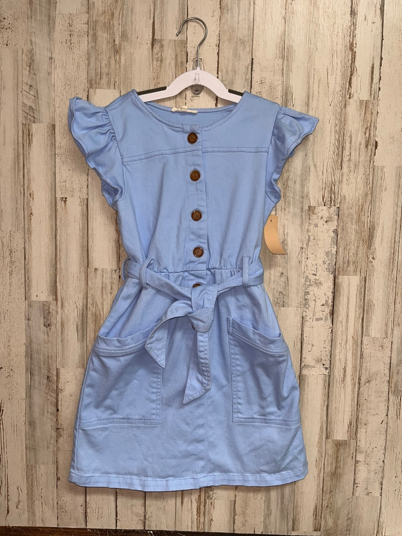 LIGHT BLUE COPPER KEY BUTTON BELTED DRESS, GIRL 8