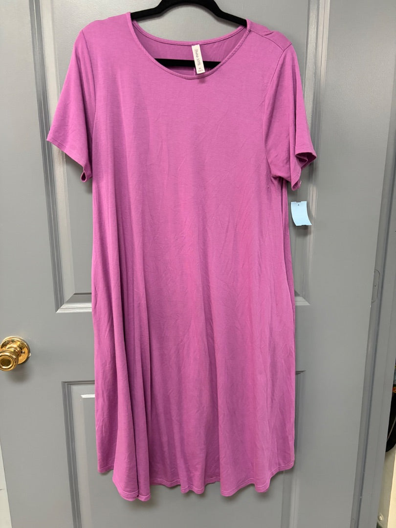 PURPLE ZENANA SOFT POCKET DRESS, LADIES XL