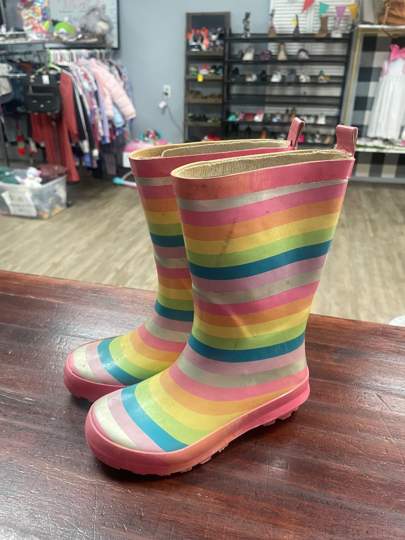 PASTEL STRIPE RAIN BOOTS- PLAY CONDITION, SHOES 11/12